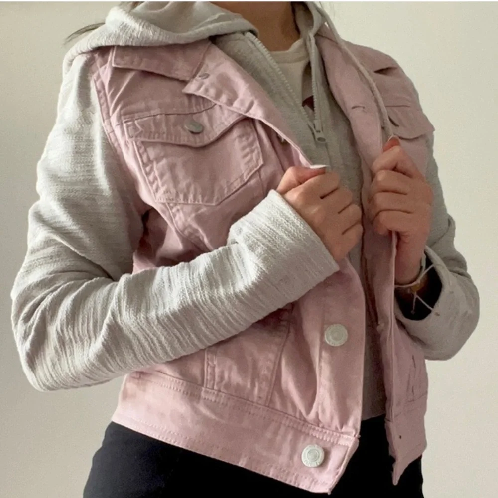 Wallflower Women's Pink and Gray Jean Jacket - Picture 1 of 6